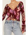 Image #3 - Free People Women's Floral Print Of Paradise Tie Front Crop Top, Red, hi-res