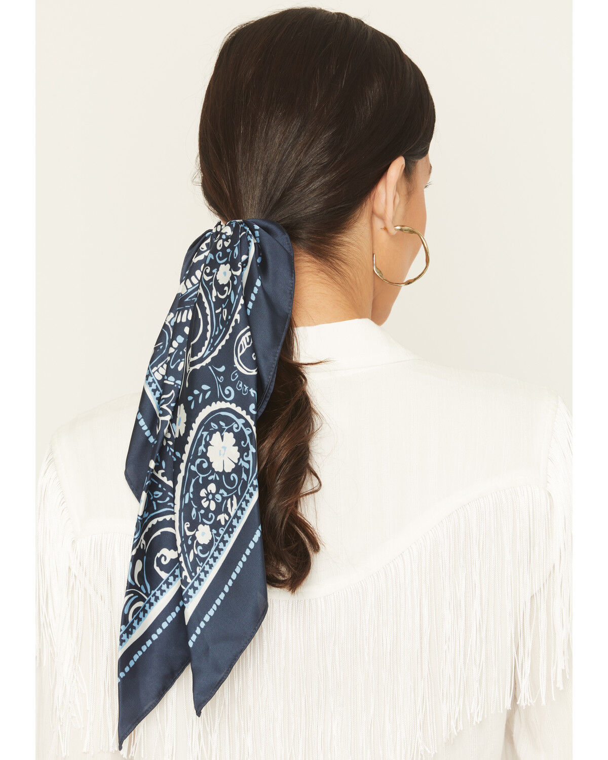 Image #1 - Idyllwind Women's Peyton Bandana Print Hair Tie Set - 2 Piece, Dark Blue, hi-res