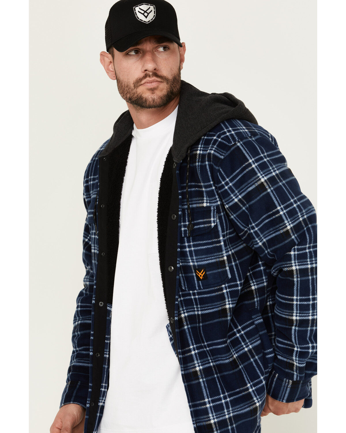 Image #2 - Hawx Men's Hooded Printed Polar Fleece Jacket, Navy, hi-res