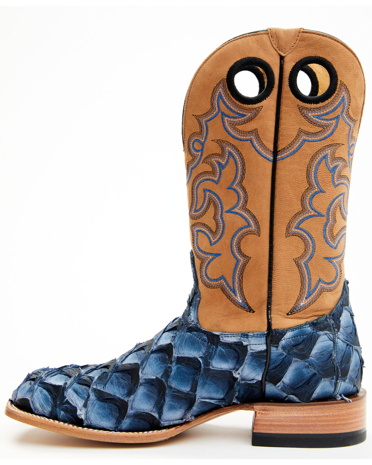 Image #3 - Cody James Men's Exotic Pirarucu Western Boots - Broad Square Toe, Blue, hi-res