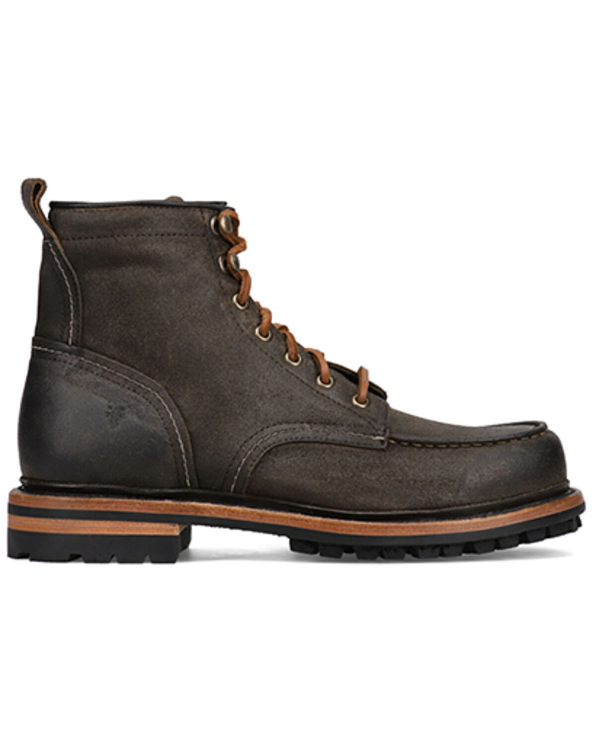 Image #2 - Frye Men's Hudson Lace-Up Work Boot - Moc Toe, Chocolate, hi-res