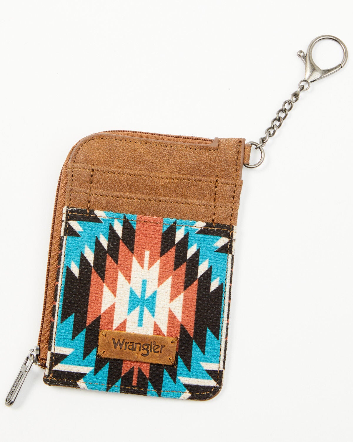 Wrangler X Boot Barn Women's Southwestern Print Mini Zip Wallet, Turquoise, hi-res