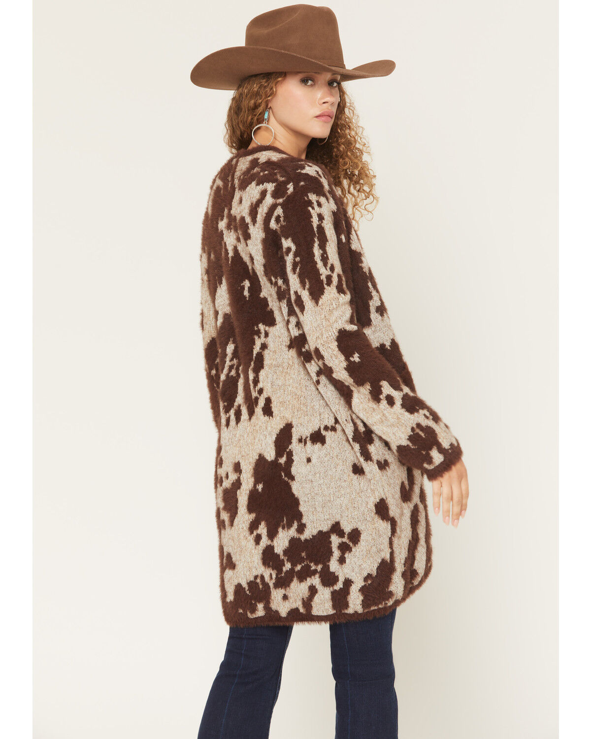 Image #4 - Shyanne Women's Cow Print Eyelash Knit Cardigan, Cream, hi-res