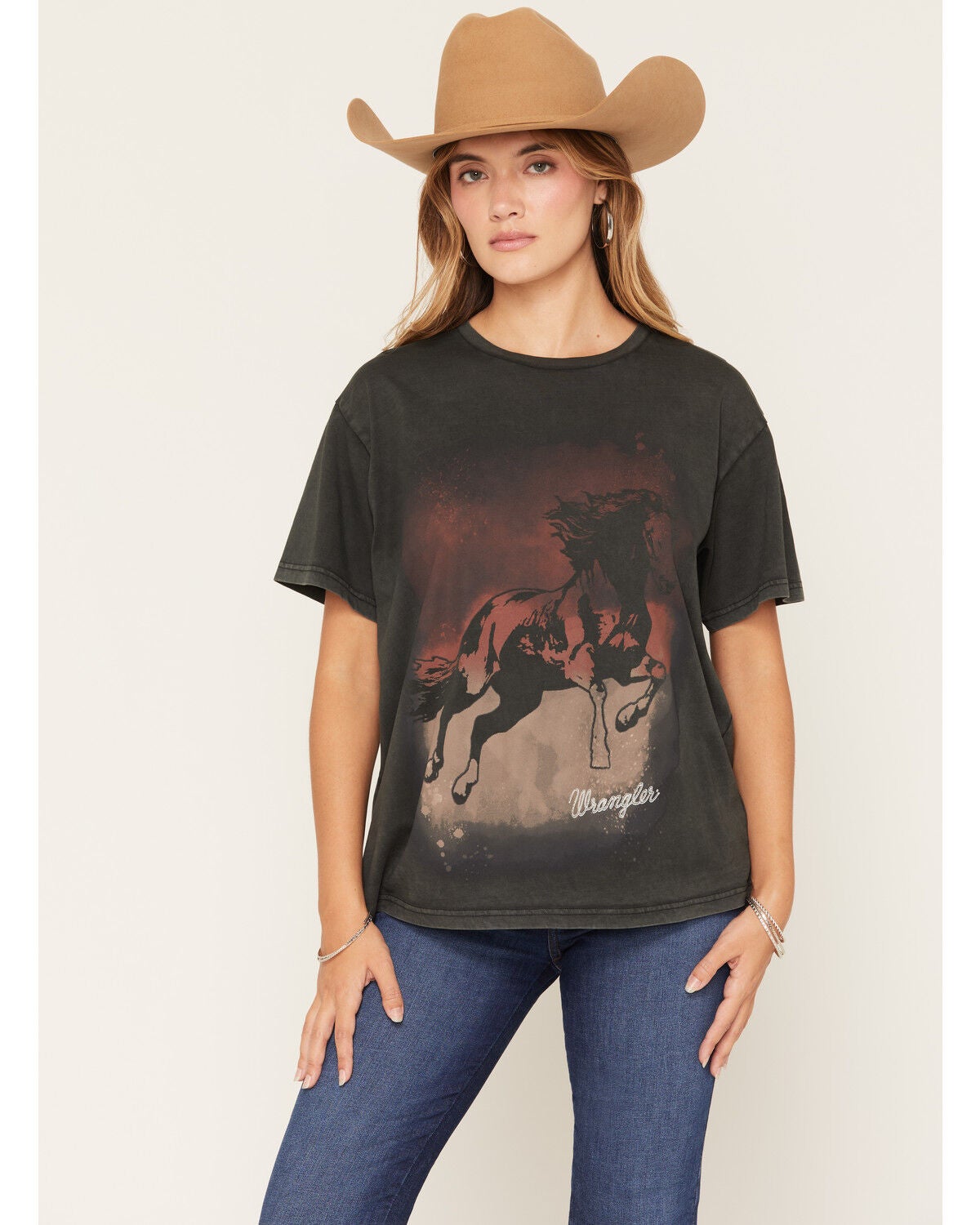 Image #1 - Wrangler Women's Horse Short Sleeve Graphic T-Shirt, Black, hi-res