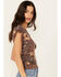 Idyllwind Women's Rose Floral Lace Trim Jersey Top, Dark Brown, hi-res