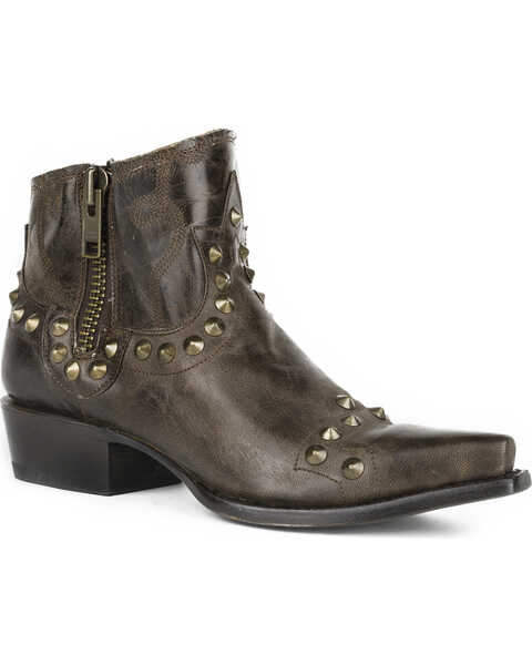 Stetson Women's Shelby Studded Booties - Snip Toe, Brown, hi-res