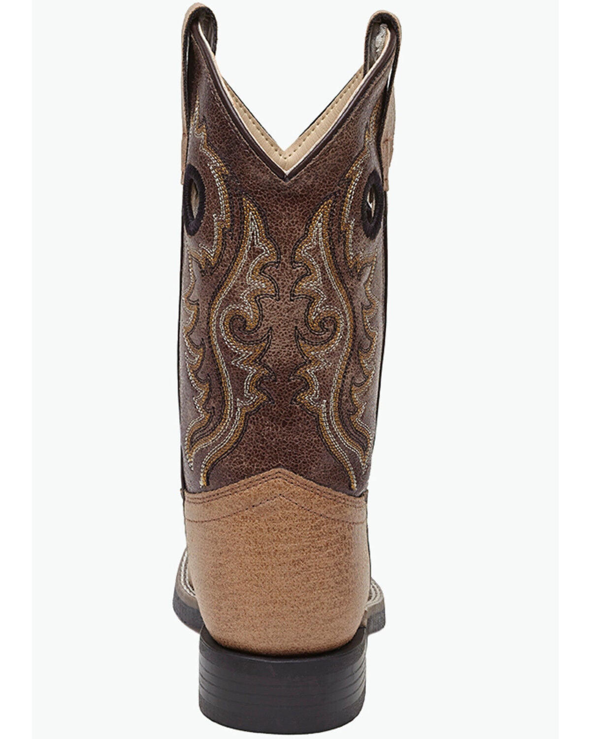 Image #5 - Old West Little Boys' Crackle Western Boots - Broad Square Toe, Tan, hi-res