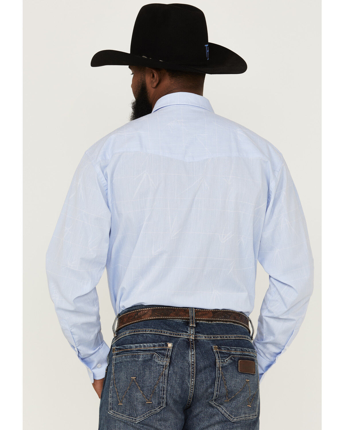 Image #4 - Resistol Men's Bell Solid Long Sleeve Button Down Western Shirt, Light Blue, hi-res