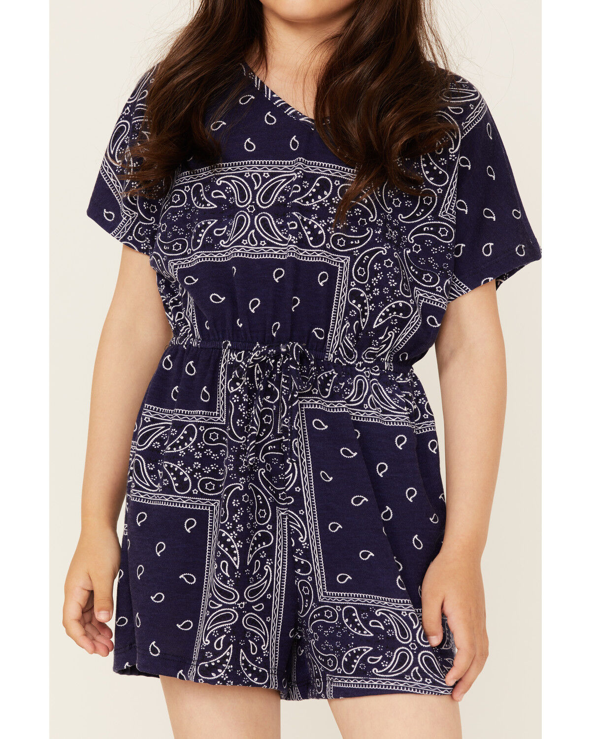Image #3 - Hayden Girls' Bandana Print Romper, Blue, hi-res