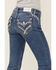 Image #2 - Miss Me Girls' Medium Wash Crisscross Faux Flap Pocket Bootcut Stretch Denim Jeans, Blue, hi-res