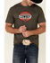 Justin Men's Heather Charcoal Cowboy Bull Skull Graphic Short Sleeve T-Shirt  , Charcoal, hi-res