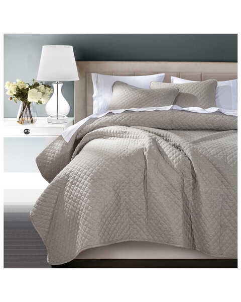 HiEnd Accents Anna 3pc Coverlet Set - King, Taupe, hi-res