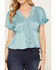 Image #3 - Shyanne Women's Gulch Lace Trim Ruffle Sleeve Top, Ocean Blue, hi-res