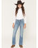 Image #1 - Ariat Girls' Rosalie Light Wash Trouser Stretch Denim Jeans, Light Wash, hi-res