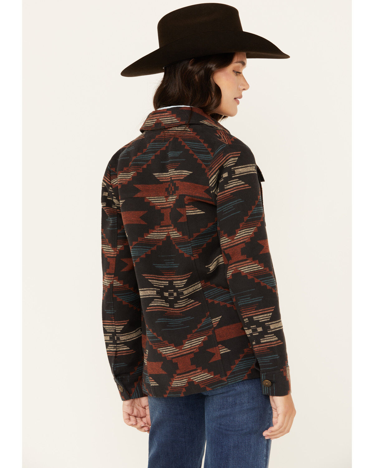 Image #4 - Shyanne Women's Southwestern Print Shacket, Navy, hi-res