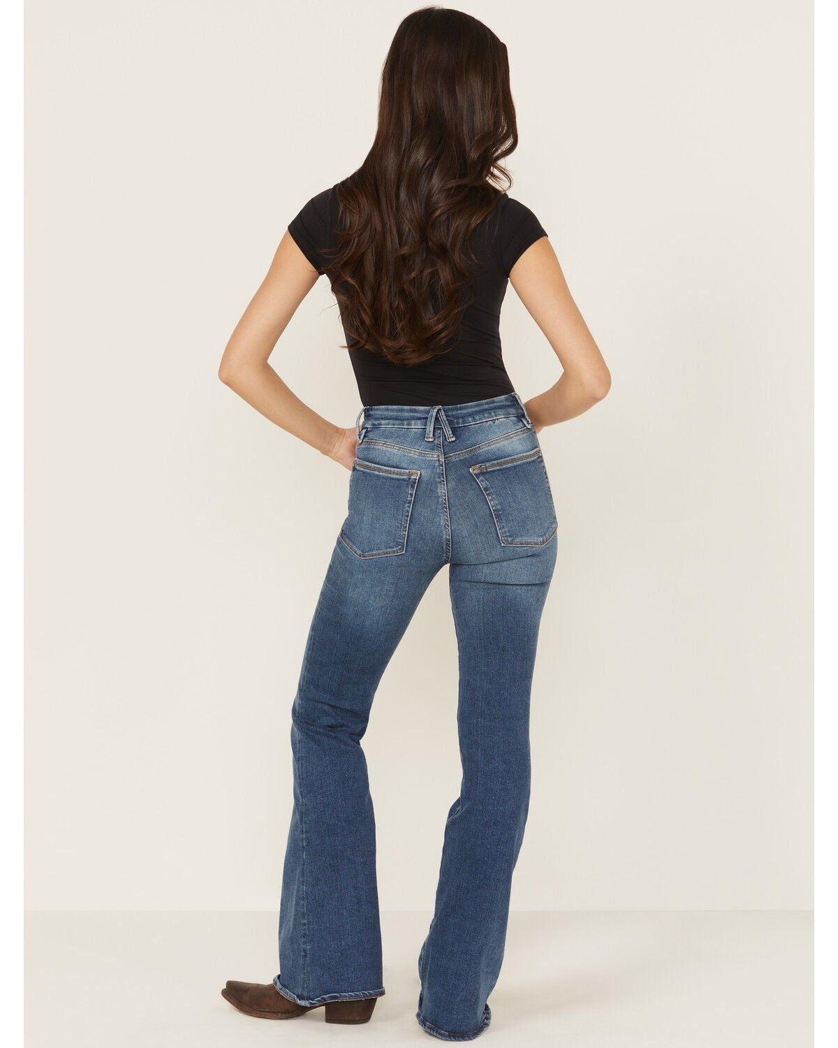 Image #3 - Good American Women's Good Legs Medium Wash High Rise Pull-On Flare Jeans, Medium Wash, hi-res