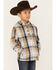 Wrangler Boys' Plaid Print Hooded Sweatshirt, Black, hi-res