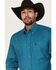 Image #2 - George Strait by Wrangler Men's Geo Print Long Sleeve Button-Down Stretch Western Shirt, Teal, hi-res