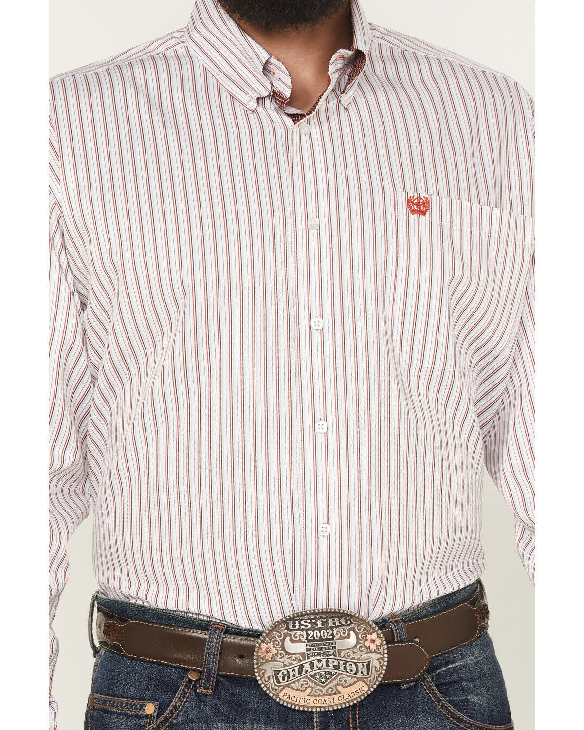 Image #3 - Cinch Men's Striped Print Tencel Long Sleeve Button-Down Western Shirt, White, hi-res