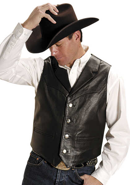 Roper Men's Nappa Notched Collar Leather Vest - Big & Tall, Brown, hi-res