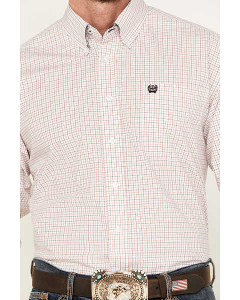 Image #3 - Cinch Men's Checkered Print Long Sleeve Button Down Shirt, White, hi-res