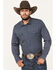 Image #1 - Cody James Men's Old West Checkered Print Long Sleeve Snap Western Shirt - Tall, Dark Blue, hi-res