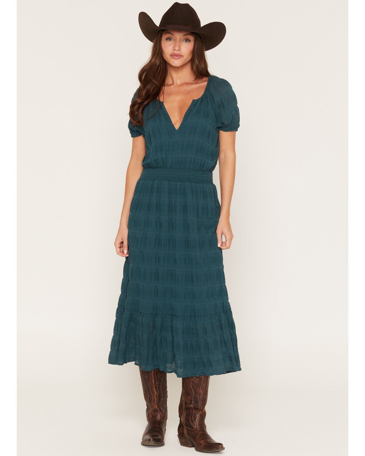 Lovestitch Women's Solid Short Sleeve Midi Dress, Teal, hi-res