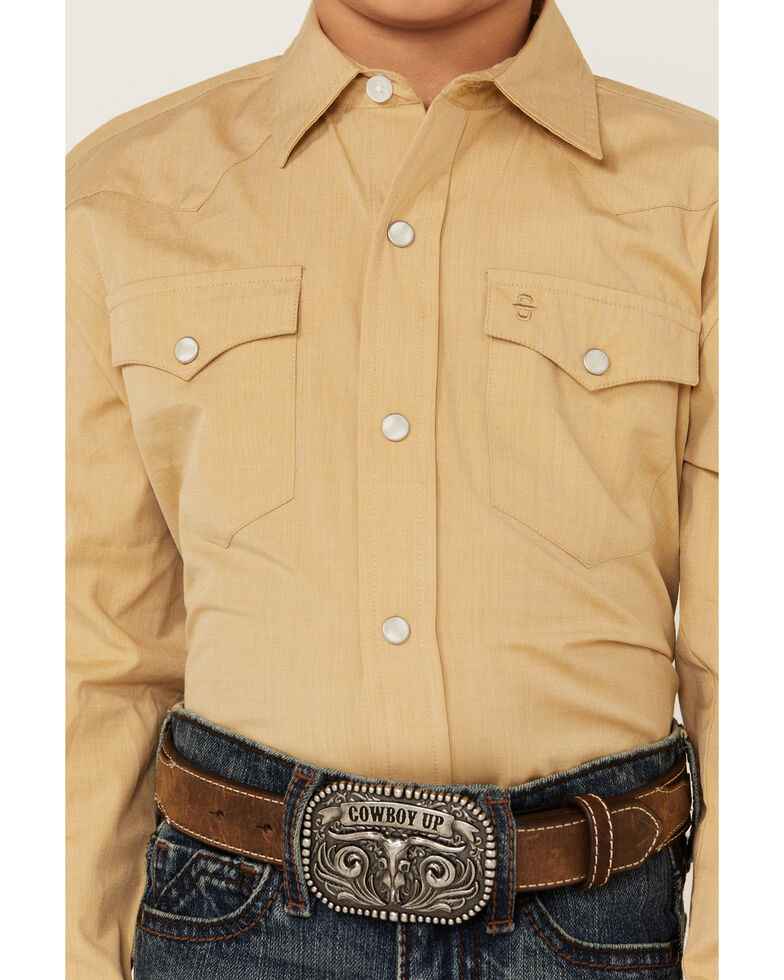 Roper Boys' Gold Long Sleeve Western Shirt, Gold, hi-res