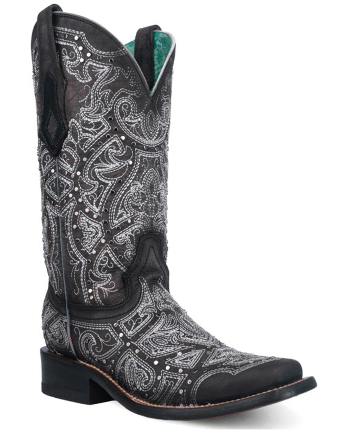 Image #1 - Corral Women's Embroidered Western Boots - Square Toe, Black, hi-res