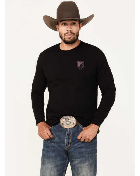 RANK 45® Men's Bucklog Long Sleeve Graphic T-Shirt, Black, hi-res