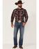 Image #2 - Cowboy Hardware Men's Multi Plaid Print Long Sleeve Snap Western Shirt, Red, hi-res