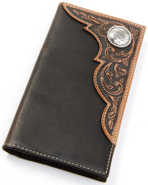 Image #1 - Ariat Men's Embossed Overlay Rodeo Wallet, Tan, hi-res