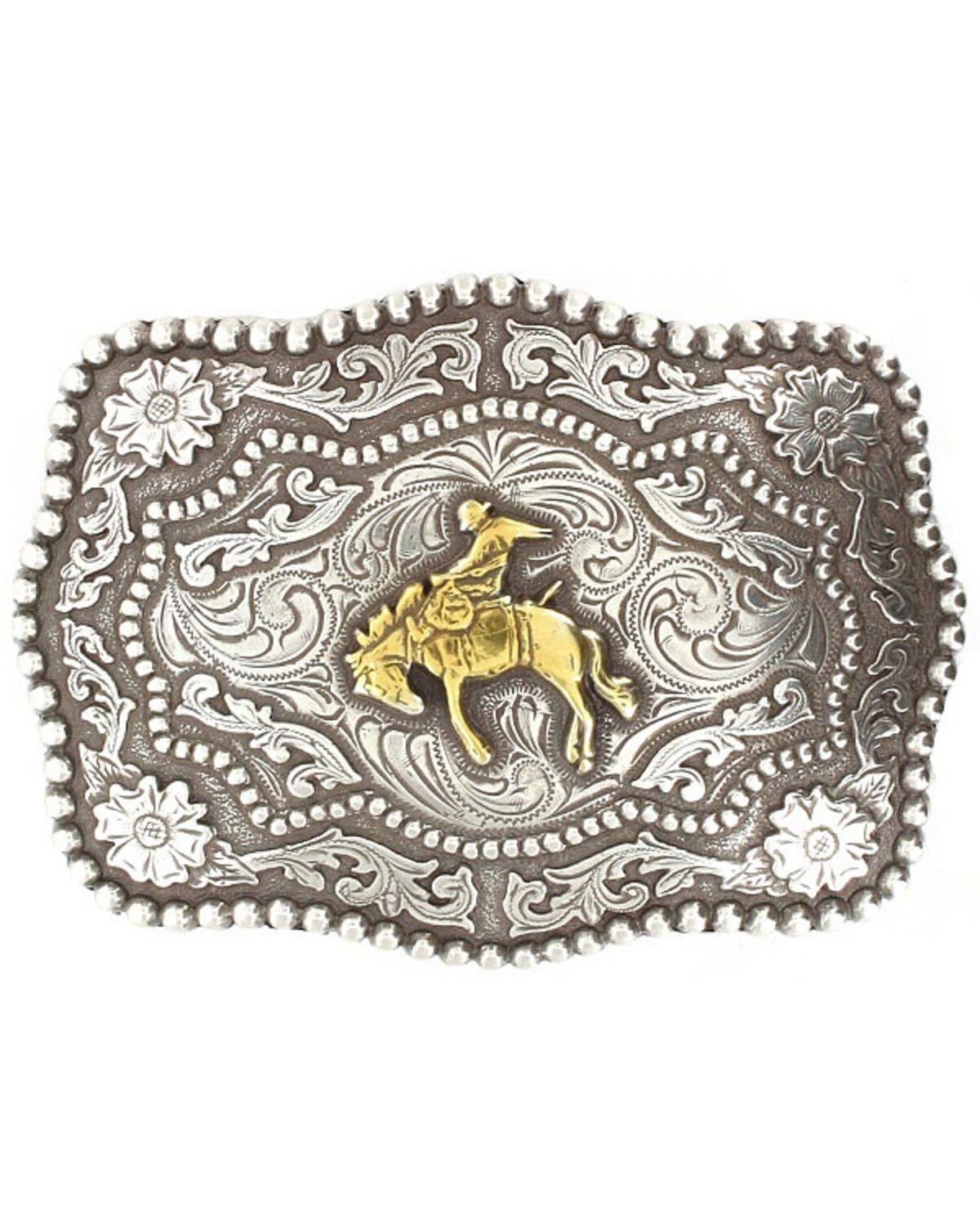Cody James Men's Bucking Bronco Belt Buckle, Silver, hi-res