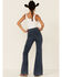 Show Me Your Mumu Women's High Rise Farrah Pull On Patch Pocket Jeans , Blue, hi-res