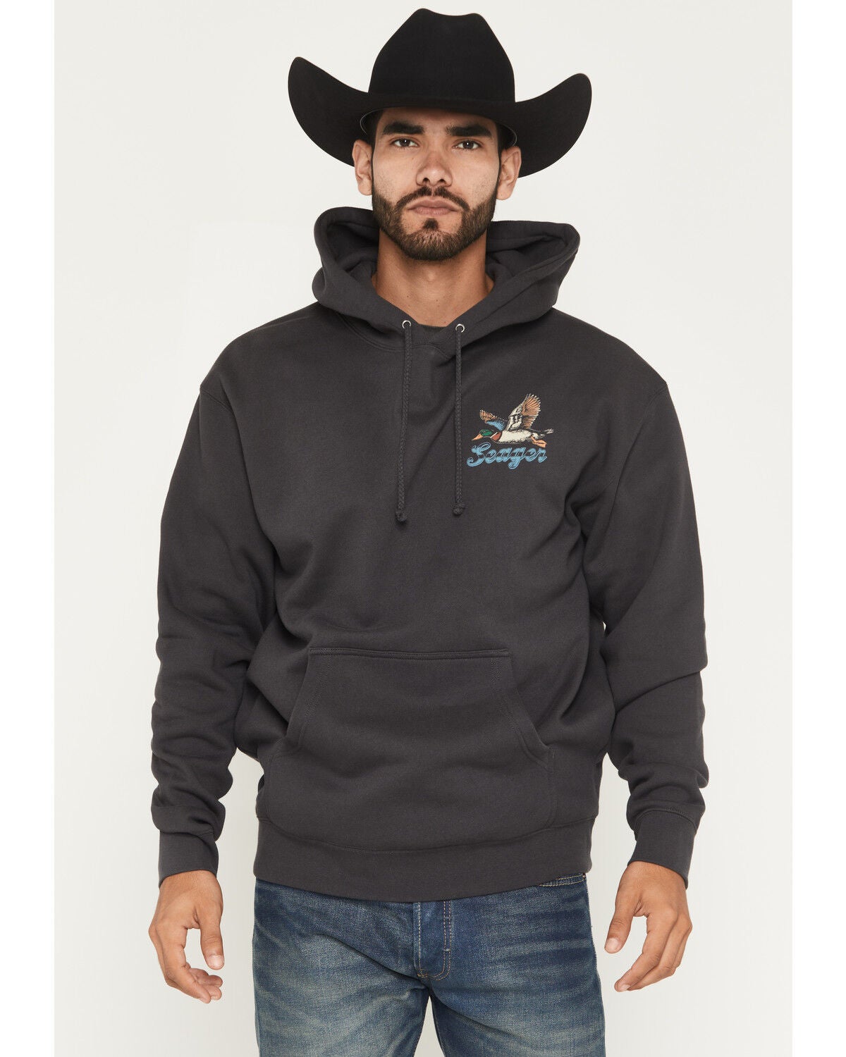 Seager Men's Greenhead Graphic Hooded Sweatshirt, Black, hi-res