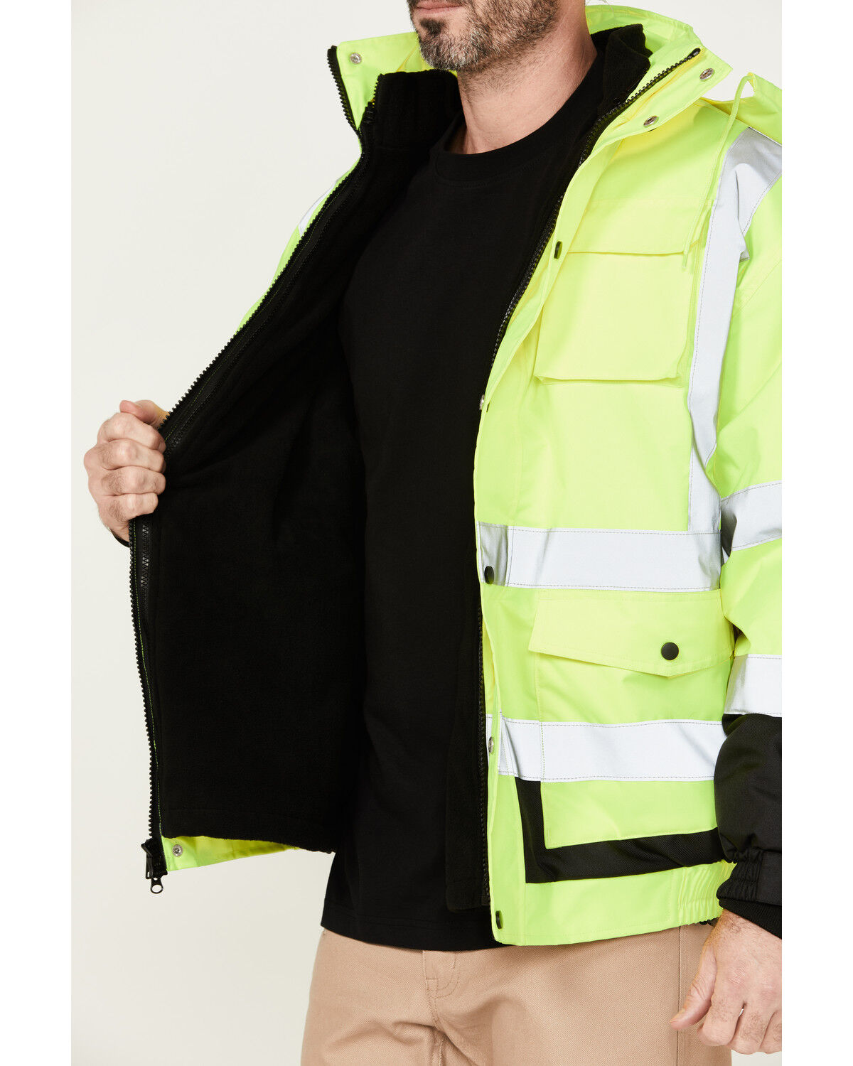 Image #2 - Hawx Men's 3-in-1 High Visibility Bomber Jacket, Yellow, hi-res