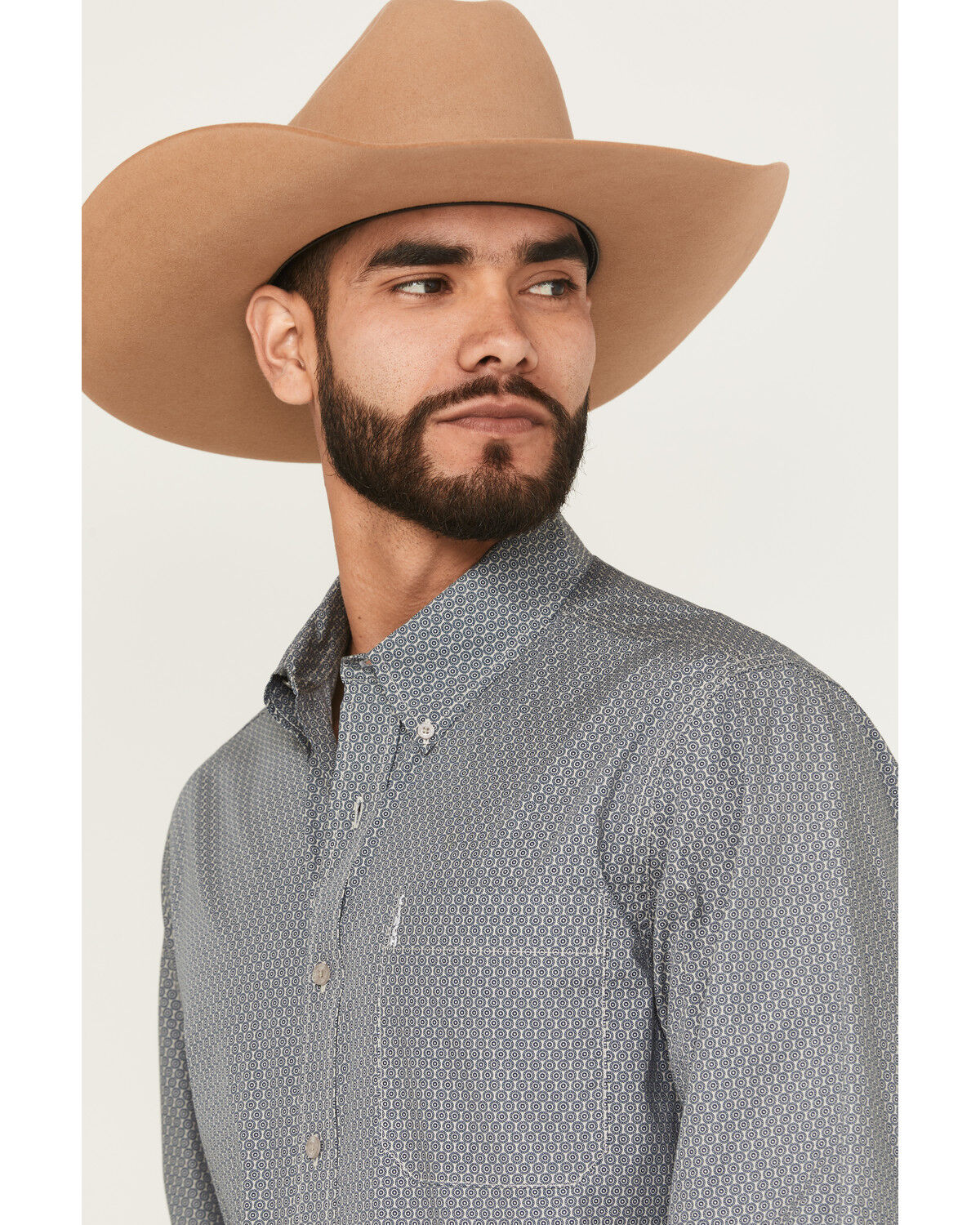 Image #2 - Cinch Men's Geo Print Long Sleeve Button-Down Western Shirt, Grey, hi-res