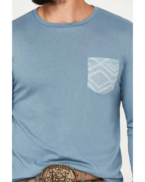 Image #3 - Rock & Roll Denim Men's Pocket Long Sleeve T-Shirt, Steel Blue, hi-res