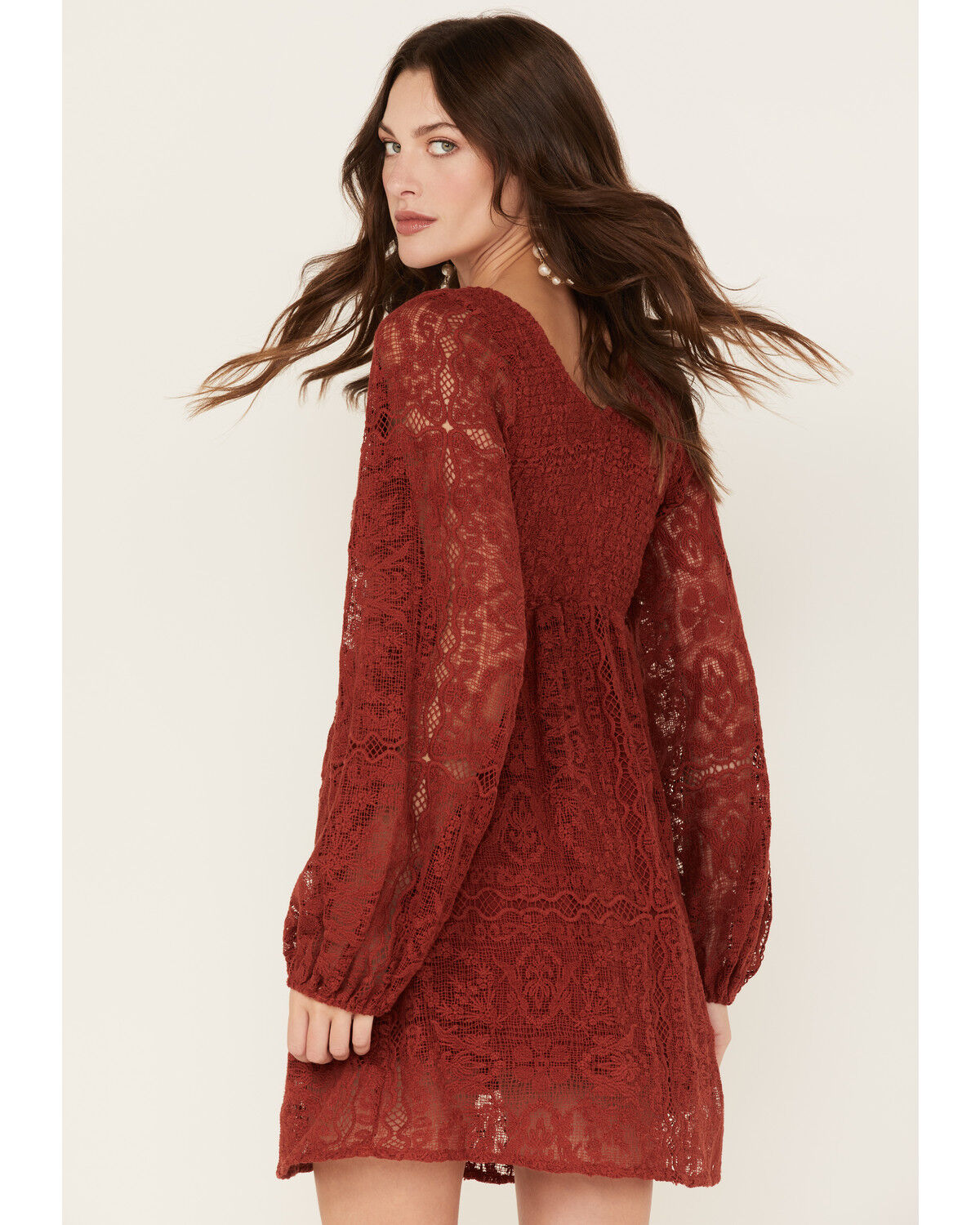 Image #4 - Jen's Pirate Booty Women's Spice Divination Lace Mini Dress, Brick Red, hi-res