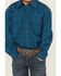 Image #2 - Roper Boys' Southwestern Print Long Sleeve Snap Western Shirt, Blue, hi-res