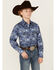 Image #1 - Rock & Roll Denim Boys' Bright Southwestern Print Long Sleeve Pearl Snap Western Shirt , Blue, hi-res