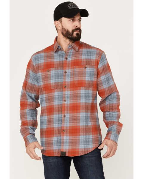 Image #1 - Dakota Grizzly Men's Grant Plaid Button Down Western Flannel Shirt, Blue/red, hi-res