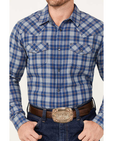 Image #3 - Cody James Men's Plaid Print Long Sleeve Pearl Snap Western Shirt - Big , Dark Blue, hi-res