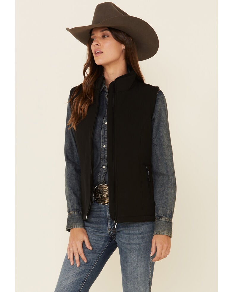 Roper Women's Black Soft Shell Bonded Fleece Lined Vest Sheplers