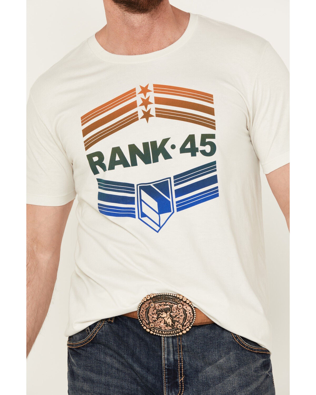 RANK 45® Men's Conesville Western Short Sleeve Graphic T-Shirt, Cream
