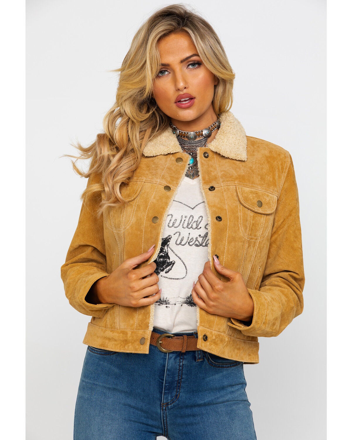 Scully Women's Faux Shearling Leather Jacket, Rust Copper, hi-res