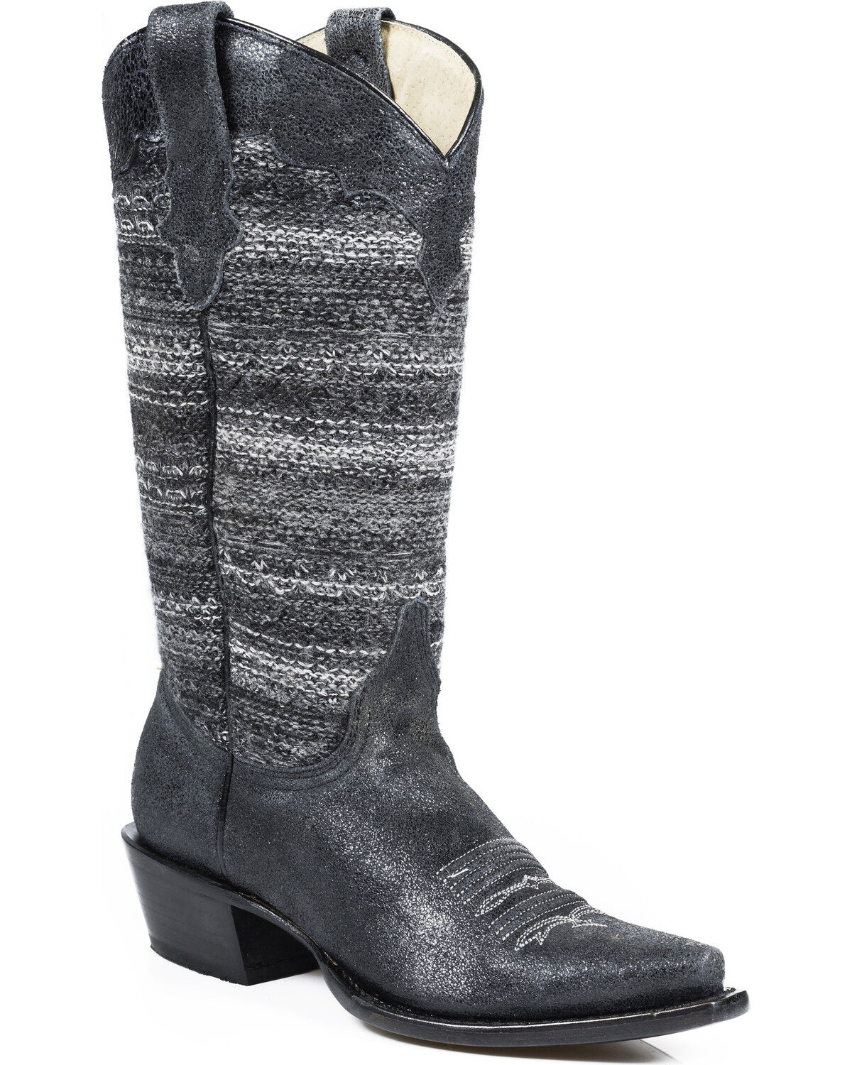 Image #1 - Roper Women's Vintage Fabric Western Boots - Snip Toe, Black, hi-res