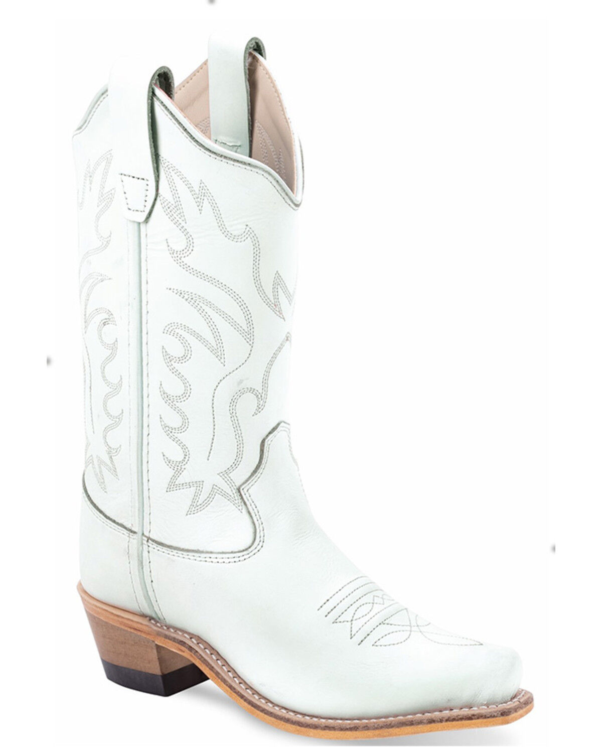 Image #1 - Old West Girls' Western Boots - Snip Toe, White, hi-res