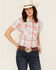 Image #1 - Wrangler Retro Women's Plaid Print Short Sleeve Pearl Snap Western Shirt, Blue, hi-res
