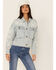 By Together Women's Floral Embroidery & Eyelet Detailed Denim Jacket, Blue, hi-res